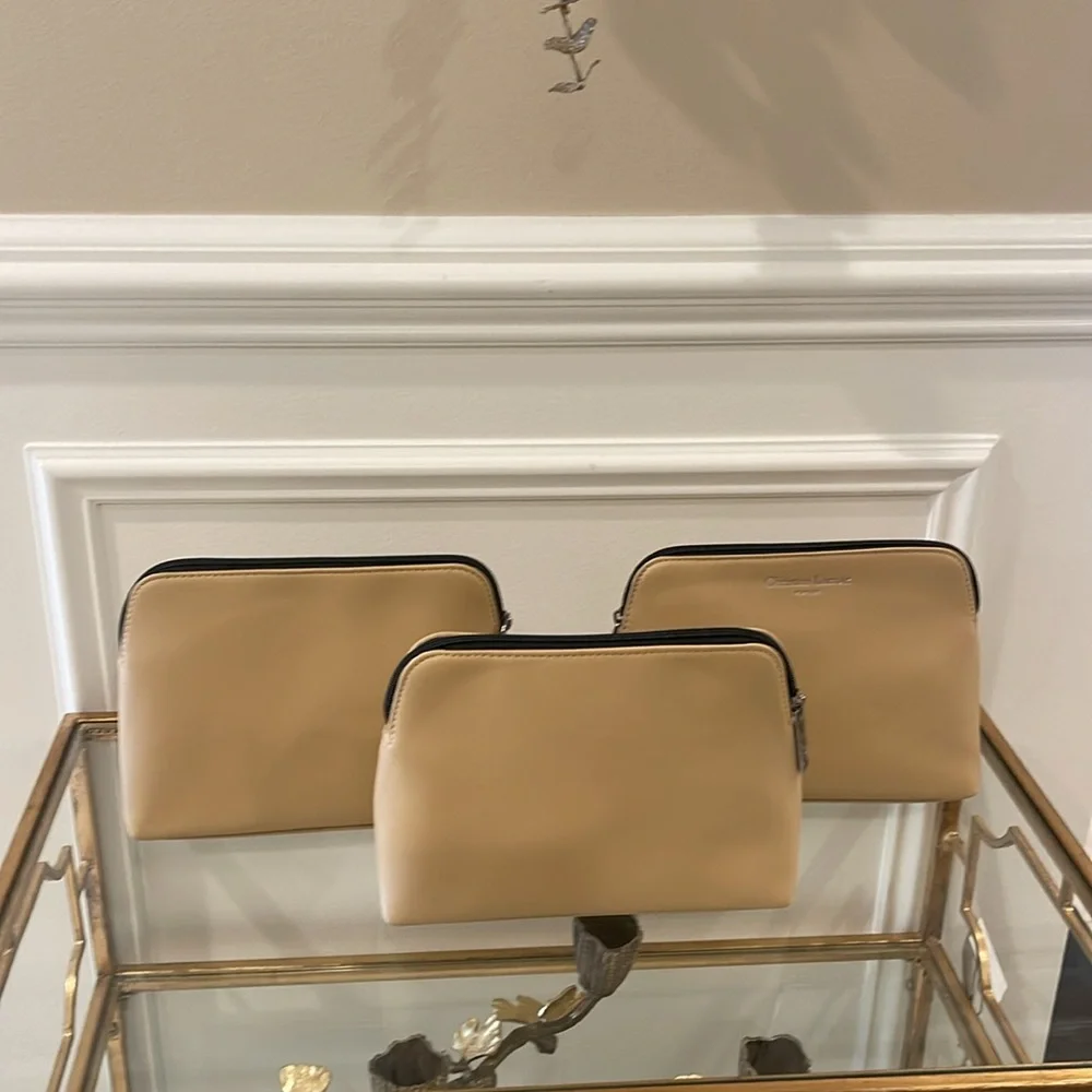Christian Lacroix Beige leather Cosmetic Bag Trio